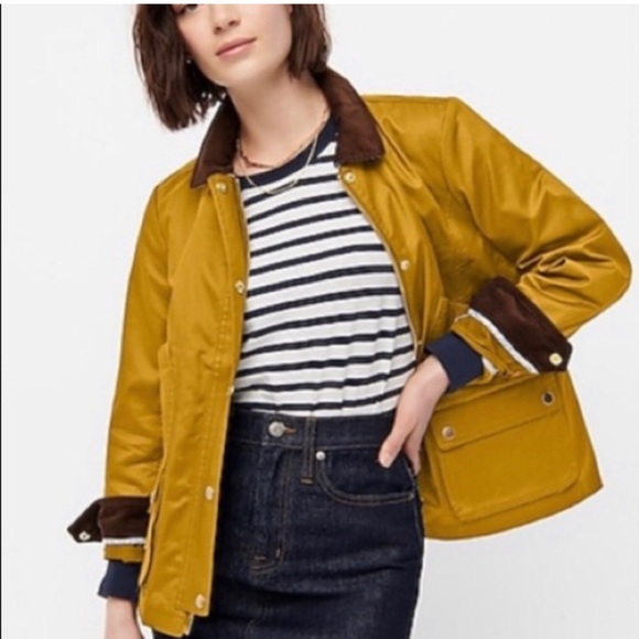 NEW JCREW Barn jacket yellow w. Corduroy - Picture 2 of 4